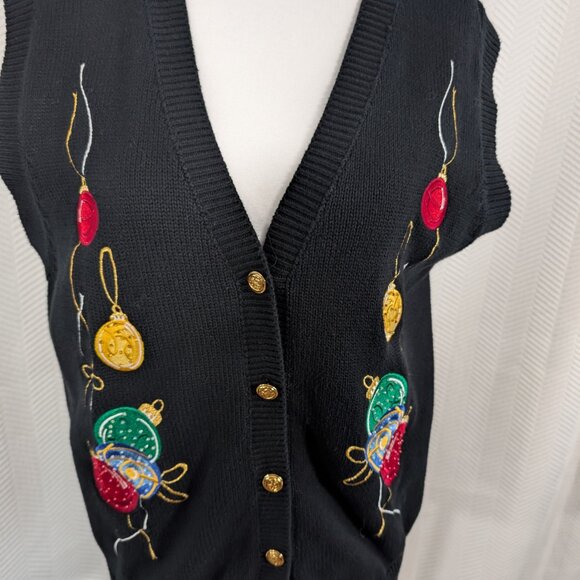 Vintage Tabi International Christmas Sweater Vest Medium Embroidered Ornaments - Picture 8 of 11